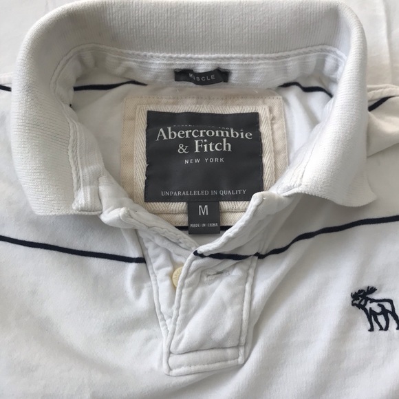 Abercrombie & Fitch Other - A&F Men’s Short Sleeve Polo - White w Navy stripes